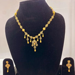 Traditional South Indian Gold Plated Necklace Set with Earrings