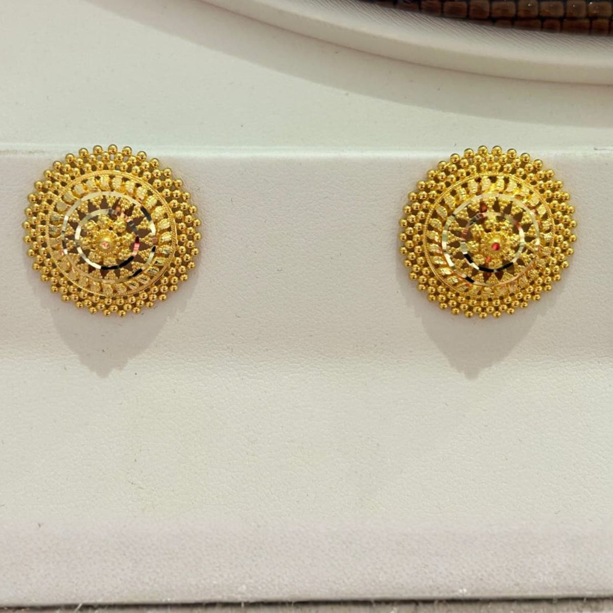Traditional Round South Indian Gold Stud Earrings