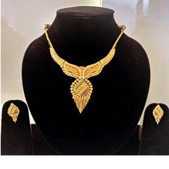Elegant South Indian Gold Plated Necklace Set with Matching Earrings